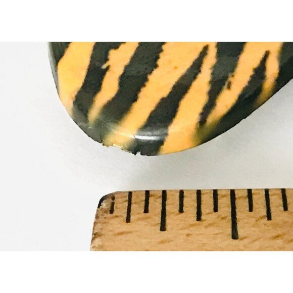 Vintage Tiger Striped Barrette Hair Clip Plastic Orange Black Animal Pattern - Picture 6 of 6